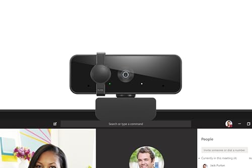 Lenovo HD 1080p Webcam (300 FHD)- Black w/ 95° Wide Angle, 360° Rotation Pan & Tilt, Dual Microphones, Privacy Shutter - color: Black, style: 300 FHD
