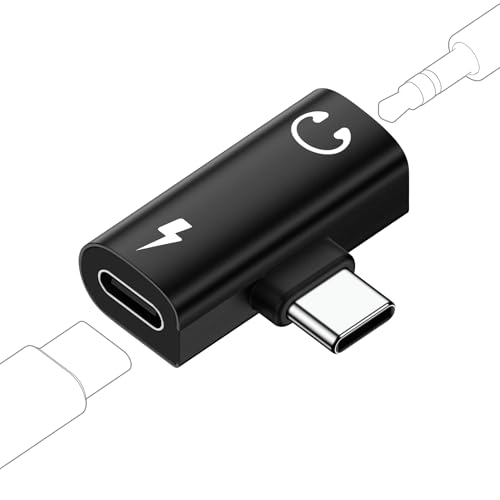 USB C to 3.5mm Audio Adapter and 60W Fast Charger for Samsung Galaxy S26 Ultra/S25/S24/S23/S22/S21/S20/A17/A16/A36/2in1 Type C to AUX Mic Jack Dongle Headphone Adapter for Pixel 10a/10 Pro/9/9a/8/8a/7 - color: Black
