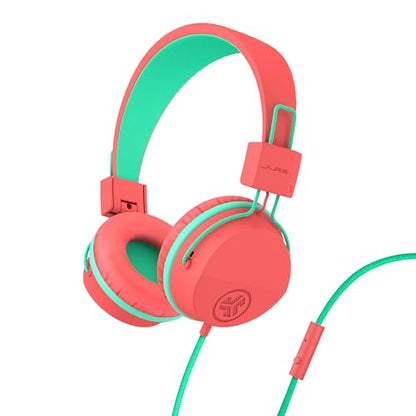 JLab, JBuddies Studio, Kids Wired on-Ear Headphones, Bundle with USB-C Adapter, Volume limiting, Foldable, Peach - color: Peach, size: Bundles