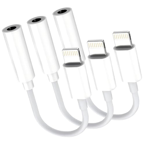 3 Pack [Apple MFi Certified] Lightning to 3.5 mm Headphone Jack Adapter, iPhone 3.5mm Headphones/Earphones Aux Audio Dongle Adapter Compatible for 14/13/12/11/XS/XR/X/8/7, Support All iOS - color: 3 Pack