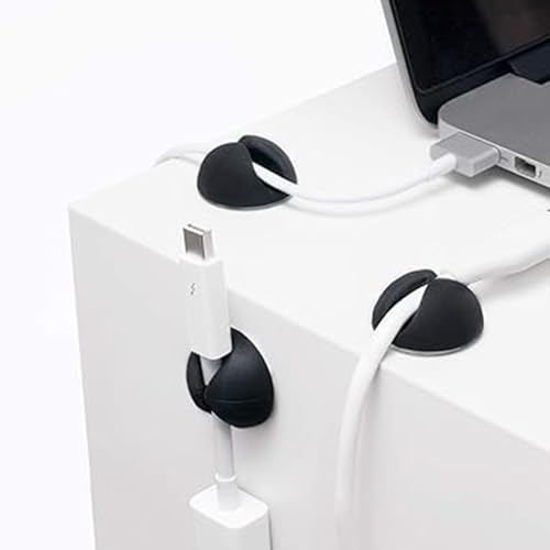6PCS Cable Organizer Holder Plastic Cord Management Clips for Data Cables and Headphone Cords, Adhesive Backing - color: 6pcs-black