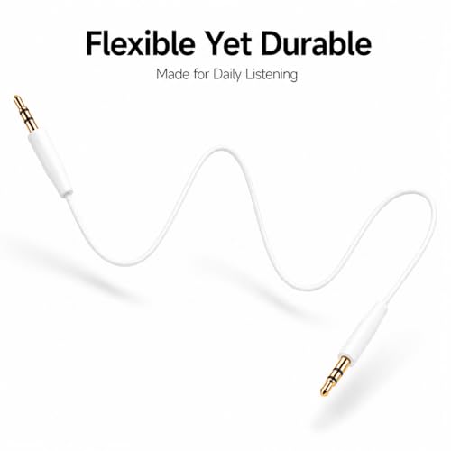 Replacement Audio Cable Cord,2.5mm to 3.5mm Extension Wire for Bose QuietComfort QC45 QC35II QC35 QC25 NC700 QC Ultra OE2 Headphones (No mic White)