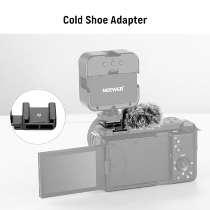 NEEWER CA133 Black Cold Shoe Wind Muff Compatible with Sony ZV-1F ZV-E10 ZV-1 ZV-E1 ZV1 II Vlog Cameras, Microphone Furry Windscreen with Cold Shoe Mount Adapter & Cleaning Cloth Accessories - style: CA133 w/Cleaning Cloth