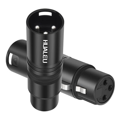 3Pin XLR Male to Female Adapter, Black Painted zinc Alloy Shell,for Mic,Amplifier, Mixer XLR 3-Pin Audio Connectors DMX 512 Adapter-2Pack - color: XLR Male to Female