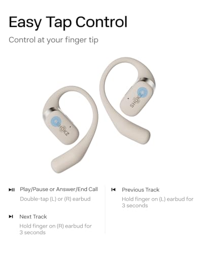 SHOKZ OpenFit Open-Ear Earhook Bluetooth Earbuds, Black,28H Playtime | Fast Charging; Bluetooth 5.2; True Wireless - color: Beige