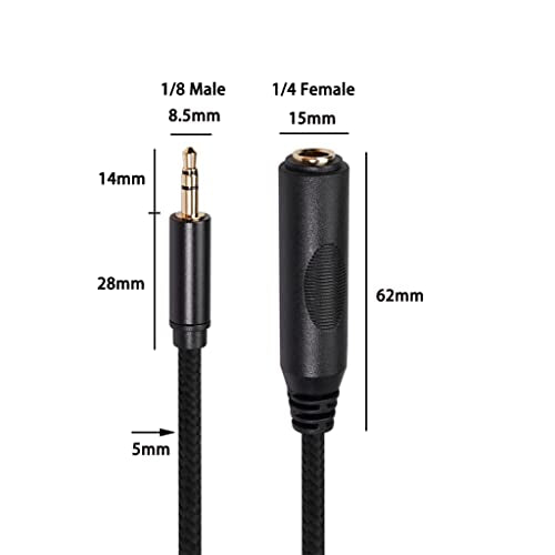 Smithok 2 Pack 3.5mm to 1/4 inch Female Headphone Adapter, Quarter 1/4 inch 6.35mm Stereo Female Jack to 1/8 inch 3.5mm Male Audio Adapter for Headphone, Amplifiers, Guitar, Amp etc.- 12inch/30cm - style: male to female