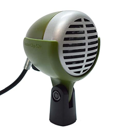 Ammo Clip 520 Bullet Mic Holder Compatible With Shure 520DX Green Bullet, Superlux D112/C and Other Similar Harmonica Microphones (Olive Green) - color: Olive Green