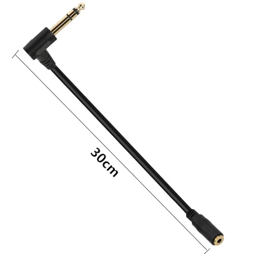 Seadream 3.5mm Female to 6.35mm Angle Male Audio Adapter Cable, Right Angle 1/4 Inch TRS to 3.5mm Adapter Cord Gold-Plated Connectors 30cm