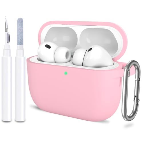 for AirPods Pro 3 Case Cover, Protective Soft Silicone with Keychain Cleaning Pen for Women Men for Apple AirPods Pro 3rd Generation Case(2025), Front LED Visible, Light Pink - color: A-Pink