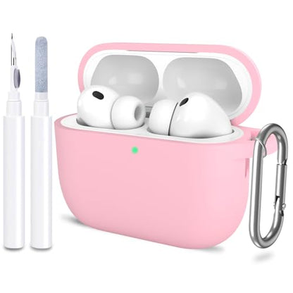 for AirPods Pro 3 Case Cover, Protective Soft Silicone with Keychain Cleaning Pen for Women Men for Apple AirPods Pro 3rd Generation Case(2025), Front LED Visible, Light Pink - color: A-Pink