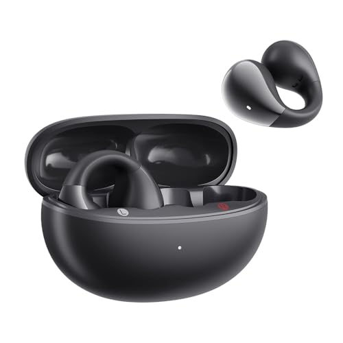 QCY Crossky C30 Open Ear Headphones Wireless Bluetooth, Clip-On Earbuds with 4 ENC Noise Cancelling Mic, Stable Fit, Dual Connection, EQ Customized, Sports Earphones for Workout/Running - color: Black