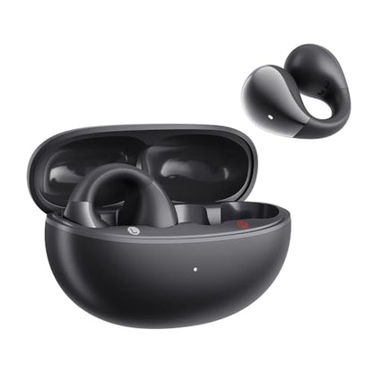 QCY Crossky C30 Open Ear Headphones Wireless Bluetooth, Clip-On Earbuds with 4 ENC Noise Cancelling Mic, Stable Fit, Dual Connection, EQ Customized, Sports Earphones for Workout/Running - color: Black
