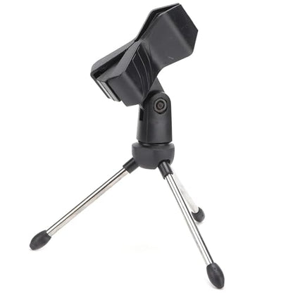HERCHR Desk Mic Stand, Desktop Microphone Stand Adjustable Mic Stand Foldable Tripod Desk Mic Portable Mic Table Stand Mic Tripod Stand Desk Mic Mount for Online Broadcasting Chatting Singing