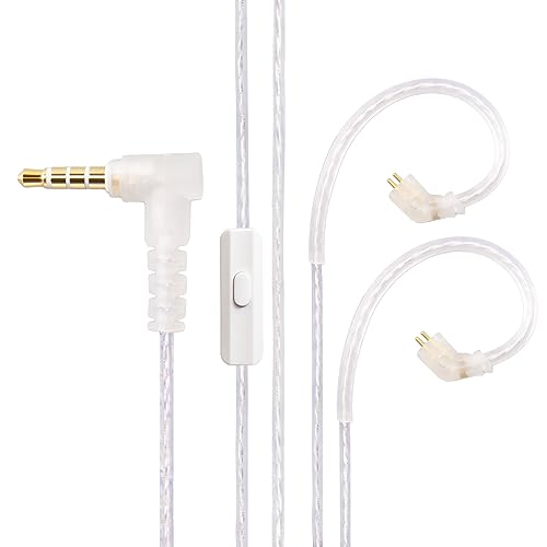 KBEAR High Purity Oxygen-Free Silver Plated 2pin IEM Cable,HiFi Wired Earbuds Detachable Upgrade Cable for KZ ZST ZSR ED12 ES3 ES4 ZS10 BA10 AS06 AS10 ZSTX EDX CCA C10 Earphones (with Mic, B Pin) - color: White, size: 2PIN 3.5MM, with Mic, style: 1.2M Lon