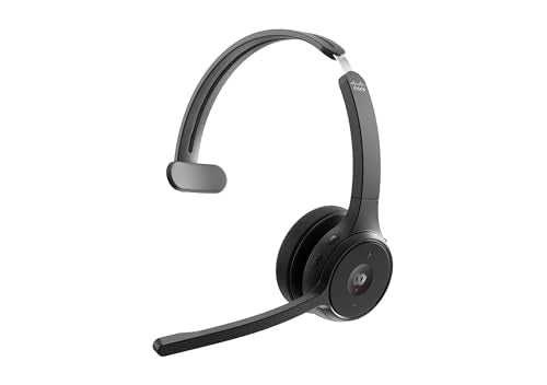 Cisco Headset 721, Wireless Single On-Ear Bluetooth Headphones, Webex Button, USB-A HD Bluetooth Adapter, Soft Case, Carbon Black, 2-Year Limited Liability Warranty (HS-WL-721-BUNA-C) - color: Carbon Black, size: Adjustable, style: Contemporary