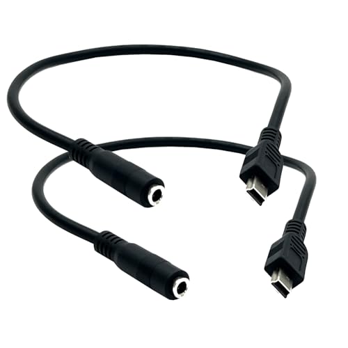 Seadream 3.5mm Female to 5 Pin Mini USB Male Microphone Adapter Cable; 2Pack Mini USB Male to 3.5mm Audio Cable Mic Cord TRRS 4-Pole