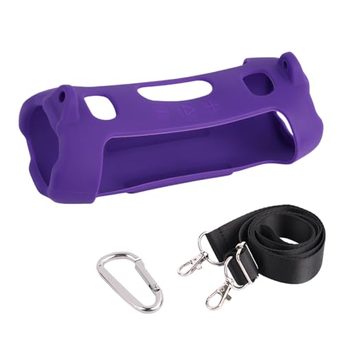 Silicone Protective Case for JBL Charge 6, Soft Skin Cover Sleeve Charge6 Speaker Protector Travel Easy Carrying Case Shell with Adjustable Shoulder Strap and Carabiner (Purple) - color: Purple