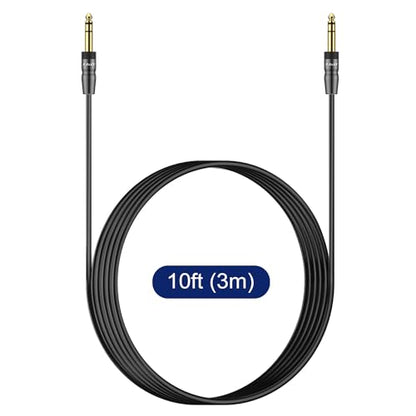 J&D 1/4 inch TRS Instrument Cable, Gold Plated Copper Shell 6.35mm TRS Male to 6.35mm Male Stereo Cable (10 Feet) - size: 10 Feet