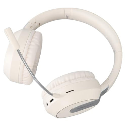 Sanpyl Foldable Gaming Headset with Detachable Microphone, Gaming & Mobile Headset, Portable Gaming Headphones, Noise Reduction Soft Cushion (Beige)
