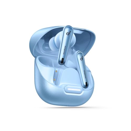 soundcore by Anker Liberty 4 NC Wireless Earbuds | 98.5% Noise Reduction, Adaptive Noise Cancelling to Environment, Hi-Res Sound, 50H Battery, Wireless Charging, Bluetooth 5.3 - color: Light Blue