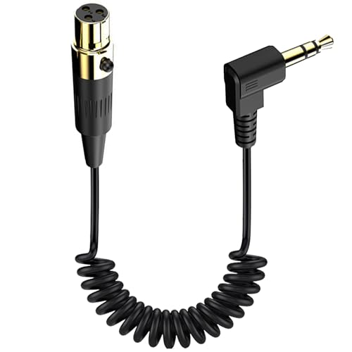 Mini XLR Female to Right Angle TRS 3.5mm Stereo Audio Plug Coiled Cable, Mini XLR to 3.5mm Microphone Cable for DSLR Cameras Video Assist-1.4Ft - style: 3pin Mini XLR female