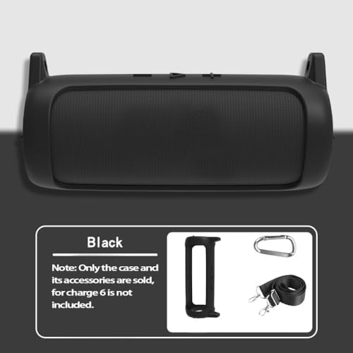 Protective Silicone Cover Sleeve for JBL FLIP 7 Bluetooth-compatible Speaker Soft Durable Anti-Drop Bump-resistant and Shock-proof Travel Carrying Case with Shoulder Strap and Carabiner (Black) - color: Black