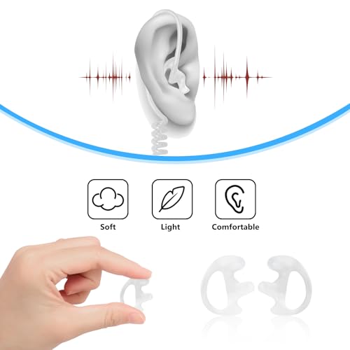 8-Pair Two Way Radio Ear Mold Replacement Soft, Pro-Grade Covert Surveillance Earbud, Silicon Earmold Earplug Compatible with Acoustic Coil Tube Earpiece(16pcs) - color: White