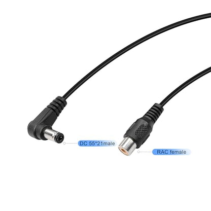 Short DC Power Splitter Right Angle 5.5mm x 2.1mm Male to Double RCA Female Cable, for Car Mounted Dual Screen DC Adapter Power Cable