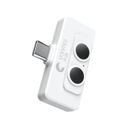 USB-C Microphone with Active Noise Cancellation, Mini Portable, Plug-and-Play, Lapel Mic for Phones, Cameras, Live Streaming, Interviews (White)