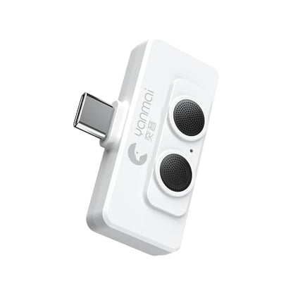 USB-C Microphone with Active Noise Cancellation, Mini Portable, Plug-and-Play, Lapel Mic for Phones, Cameras, Live Streaming, Interviews (White)