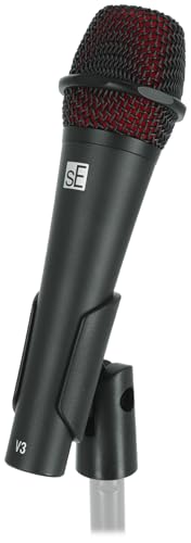 SE Electronics V3 Bundle: Dynamic Cardioid Handheld Vocal Microphone with Metal Housing for Live Performance, Speech, Instruments, WS07 Foam Windscreen for V Series Reducing Plosives Noise, 2-items