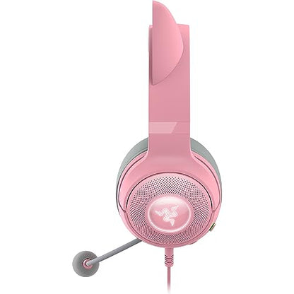 Razer Kraken Kitty V2 USB Wired Headset, Chroma RGB Kitty Ears, Pink | Stream Reactive Lighting, HyperClear Cardioid Mic, 40 mm Drivers, 7.1 Surround Sound, Comfortable Ear Cushions - color: Quartz Pink