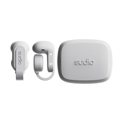 Sudio Audio B3 Open-Ear True Wireless Earbuds – Bluetooth 5.3 Clip-On Headphones with Secure Fit, Sweat-Resistant, Built-in Mic, Long Battery Life, Compatible with iPhone & Android (White) - color: White
