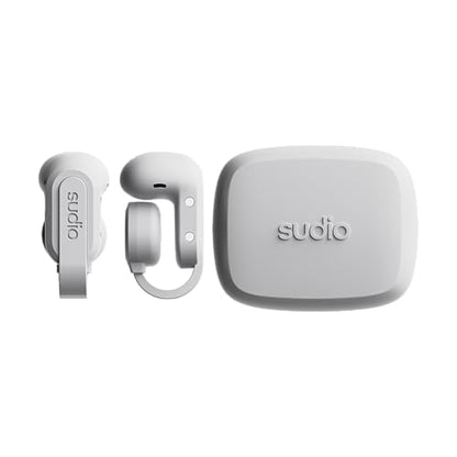 Sudio Audio B3 Open-Ear True Wireless Earbuds – Bluetooth 5.3 Clip-On Headphones with Secure Fit, Sweat-Resistant, Built-in Mic, Long Battery Life, Compatible with iPhone & Android (White) - color: White