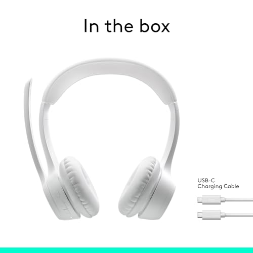 Logitech Zone 300 Wireless Bluetooth Headset Noise Canceling - Off-White | Compatible with Windows, Mac, Chrome, Linux, iOS, iPadOS, Android - color: Off-White
