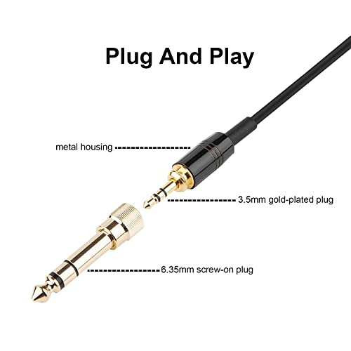 Replacement Audio Cable for Beyerdynamic DT 1990 Pro, DT 1770 Pro, DT 990 Pro, DT 990 Pro X, DT 770 Pro, DT 770 Pro X Headphone, for AKG Q701, Q702, K712, K240, With 6.35mm Adapter (4.6 FT-13.4 FT)