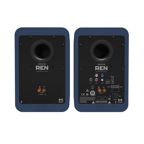 Kanto REN Blue Bluetooth Powered Bookshelf Speakers - Matte Blue Pair SP26PLW 26" Fixed-Height Stands for Bookshelf Speakers - White Pair (2024) - size: RENBLUE, style: SP26PLW
