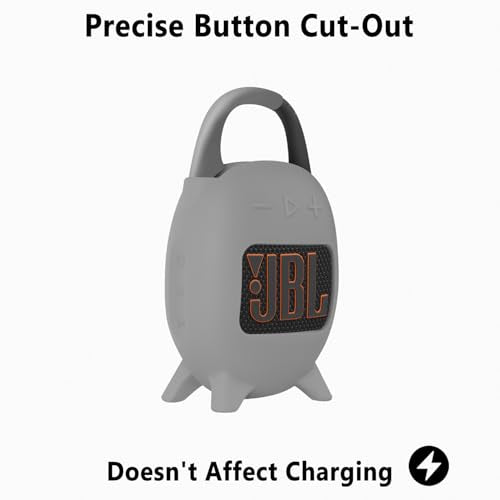 Geiomoo Silicone Carrying Case for JBL Clip 5, Protective Portable Scratch Shock Resistant Cover (Gray) - color: Gray