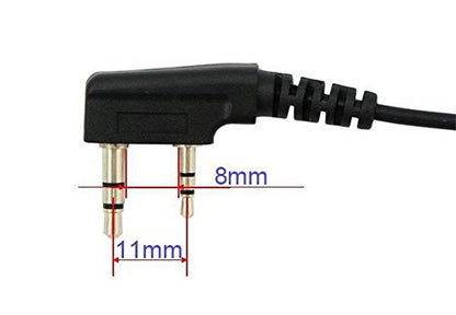KENMAX® 2 Pin Headband Microphone Mic Earpiece for Two Way Radio BaoFeng UV-5R UV-B5 UV-B6 BF-888S WOUXUN TG-UV2 KG-UVD1P PUXING PX-888K Keenwood TK-3107 - color: Pack of 5