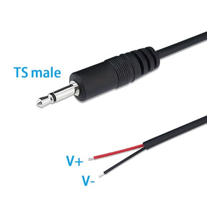 10PCS 3.5mm 1/8" TS Mono Audio Male Plug to 2Wire Pigtail Cable | 25cm Length，TS 2Pole，for Headphone Headset Earphone DIY Repair Replacement - style: 3.5mm TS Mono Male