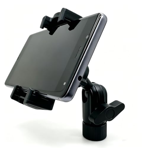360° Swivel Adjust Smartphone Holder with 5/8" Tripod Microphone Stand Adapter for All Smartphone up to 3.6 inch Wide (iPhone 18 17 Air 16 15 Pro Max Plus Galaxy S25 S26 Flip)