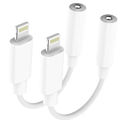 Apple MFi Certified Lightning to 3.5mm Headphone Jack Adapter 2 Pack with Microphone – Hi-Fi Audio Dongle Aux Converter Cable with DAC Chip Earphones Adapter Compatible with iPhone 14/13/12/11/XR/8/7