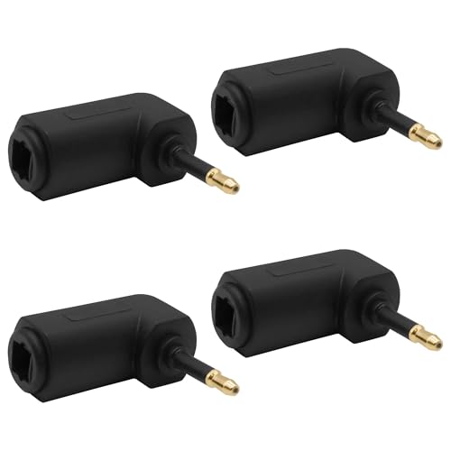 3.5mm Mini Toslink Adapter Digital Fiber Optical Audio Connector | Digital Fiber Optical Female to 90 Degree 3.5mm Jack Right Angle Male,for TV Sound Bar Home Theater,4pcs