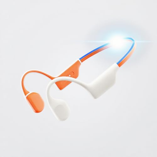 Xmenha Waterproof Bone Conduction Headphones for Swimming Wireless Bluetooth Bone Conduction Earbuds Open Ear Headphones Out of Ear Wireless Bluetooth - color: Orange
