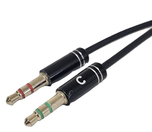 3.5mm Auxiliary Audio Splitter Cable Separate Gaming Headset TRRS to Microphone & Headphone Port Independent (12inch / 30cm)