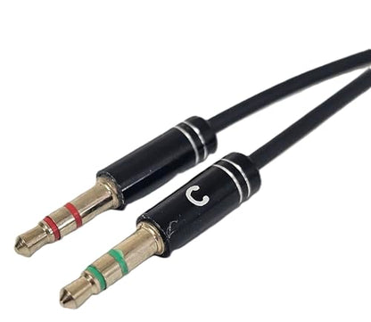 3.5mm Auxiliary Audio Splitter Cable Separate Gaming Headset TRRS to Microphone & Headphone Port Independent (12inch / 30cm)