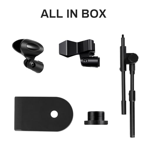 AODSK Desktop Microphone Stand,Height-Adjustable,Compatible with Most Mics | Includes Mic Clip, 5/8"-To-3/8" Adapter, Non-Slip Base, and Height-Adjustable, Perfect for Streaming, Vocals, Studio Use