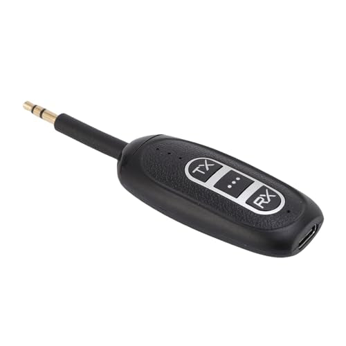 Zunate Bluetooth 5.4 Transmitter Receiver 2 in 1 Wireless Audio Adapter, Rotatable Audio Jack with Low Latency, 250mAh Battery and USB Type C Charging Port