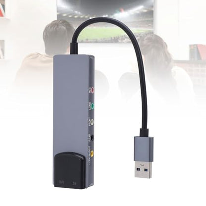External USB Sound Card, CM6206LX Smart Noise Reduction Chip, Support 5.1 7.1, USB Sound Card Adapter for TV, Speaker, HTPC Home Theater