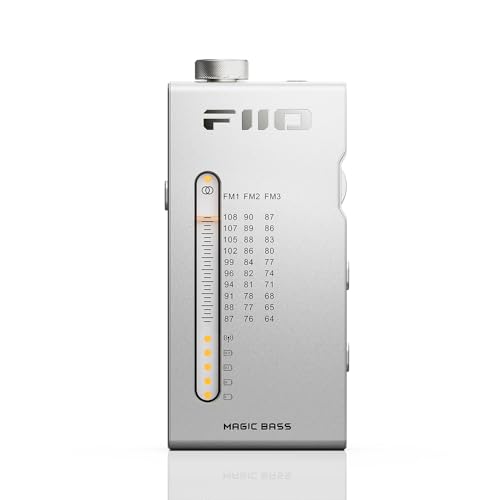 FiiO RR11 Portable HiFi FM Stereo Radio Receiver with Analog PVR Tuning, BASS+3D Sound Effects, 64MHz-108MHz (Silver, Hi-Res Audio Certified) - color: Silver